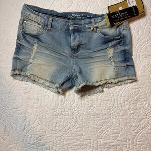 J’z Jeans Nina Rossi Denim Shorts Size 5 NWT Distressed Frayed Hem